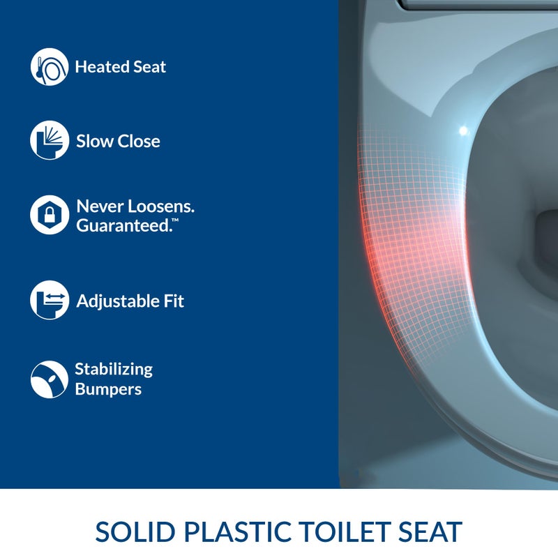 Bemis Radiance Heated Night Light Toilet Seat, Slow Close Adjustable Fit Long Lasting Plastic Seat, Round, White - Image 2